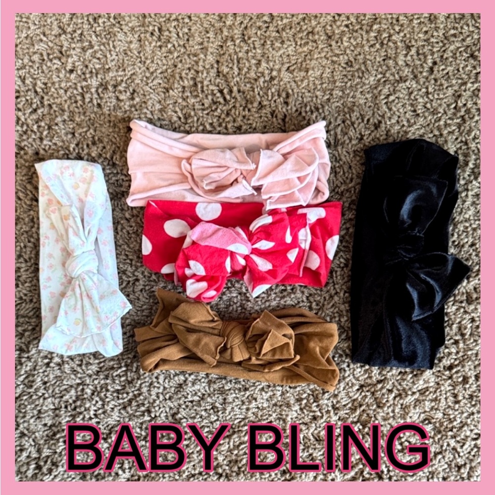 BABY BLING Kids Bow Headband Set - Pink, Red, Black, Brown, White -5